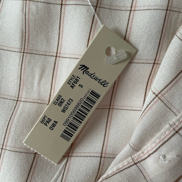 ✨NWT✨ Madewell Balloon Sleeve Button-down Peasant Top in Windowpane - Picture 10 of 11